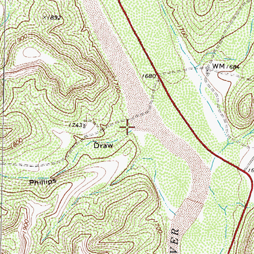 Topographic Map of Phillips Draw, TX