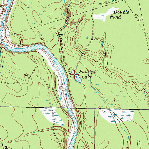 Topographic Map of Phillips Lake, TX