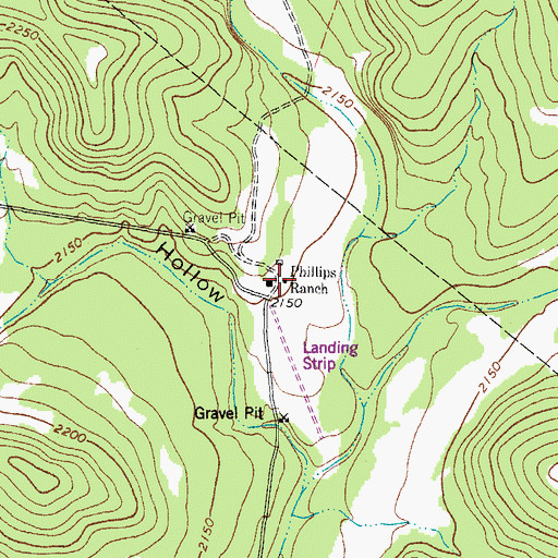 Topographic Map of Phillips Ranch, TX