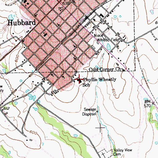 Topographic Map of Phyllis Wheatly School, TX