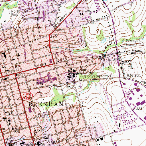 Topographic Map of Pickard High School, TX