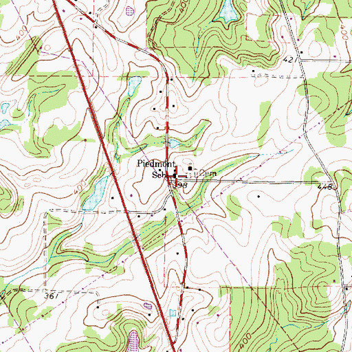 Topographic Map of Piedmont School, TX