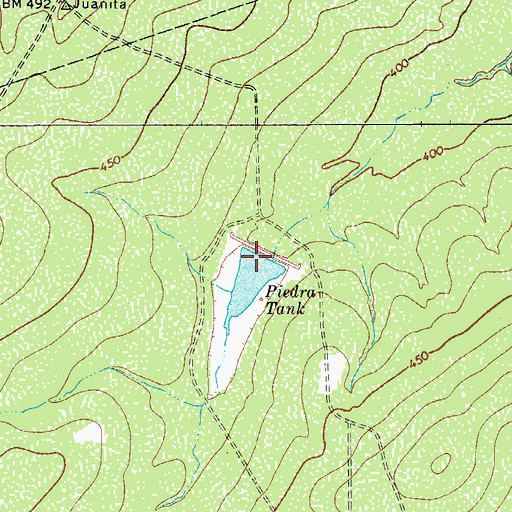 Topographic Map of Piedra Tank, TX