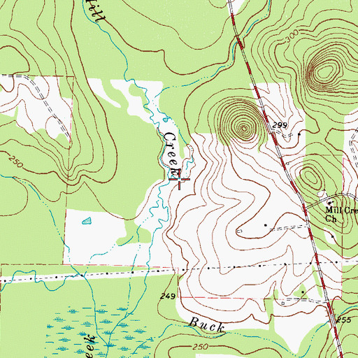 Topographic Map of Pigeon Roost Creek, TX