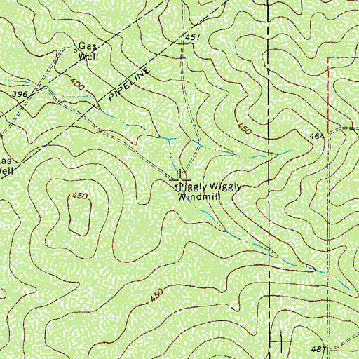 Topographic Map of Piggly Wiggly Windmill, TX