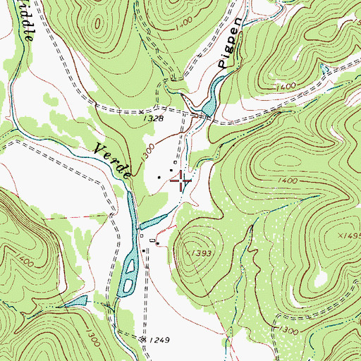 Topographic Map of Pigpen Hollow, TX