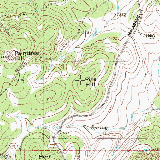 Topographic Map of Pike Hill, TX