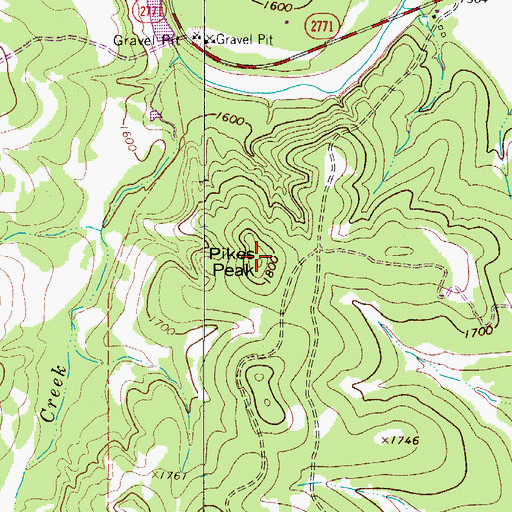 Topographic Map of Pikes Peak, TX