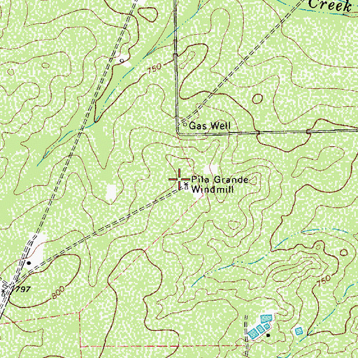 Topographic Map of Pila Grande Windmill, TX