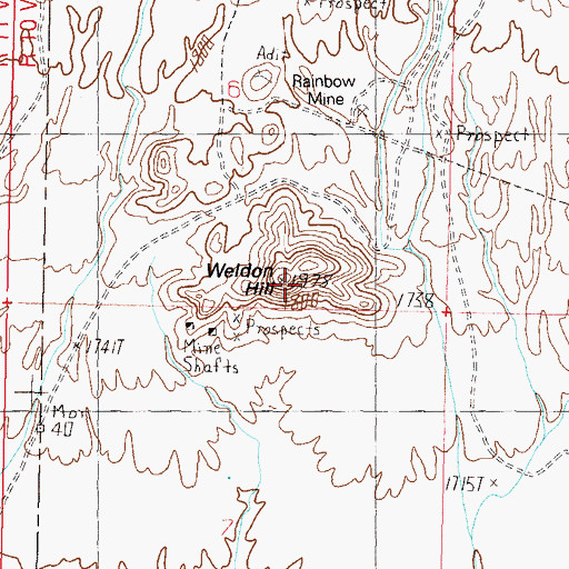 Topographic Map of Weldon Hill, AZ