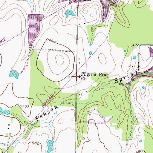 Topographic Map of Pilgrim Rest Church, TX