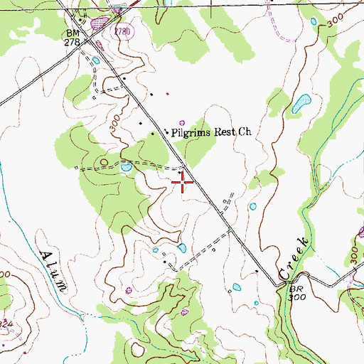 Topographic Map of Pilgrims Rest Church, TX