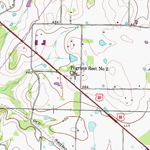 Topographic Map of Pilgrims Rest Number 2 Church, TX