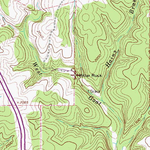Topographic Map of Pillar Rock, TX