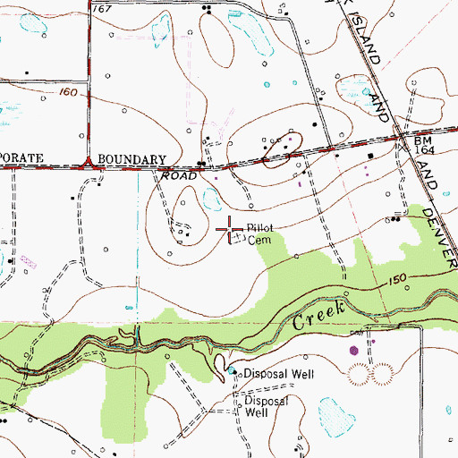 Topographic Map of Pillot Cemetery, TX