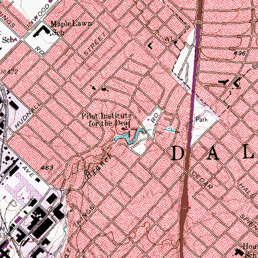 Topographic Map of Pilot Institute for the Deaf, TX