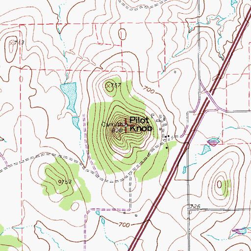 Topographic Map of Pilot Knob, TX