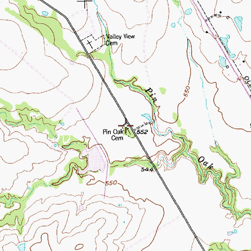Topographic Map of Pin Oak Cemetery, TX