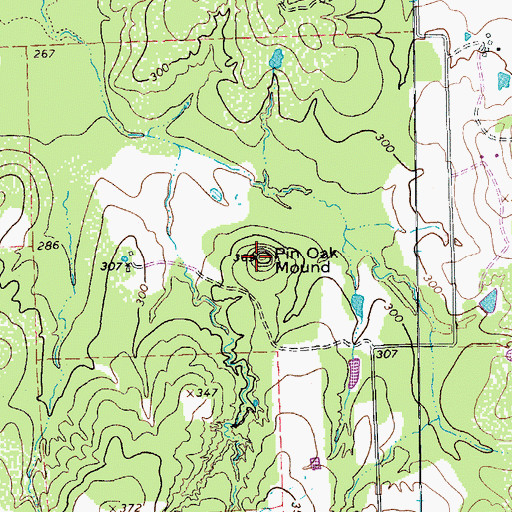 Topographic Map of Pin Oak Mound, TX