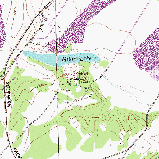 Topographic Map of Pinchback Obenchain Cemetery, TX