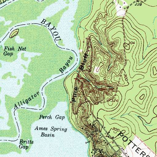 Topographic Map of Pine Bluff, TX