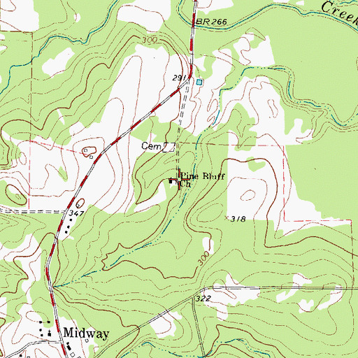 Topographic Map of Pine Bluff Church, TX