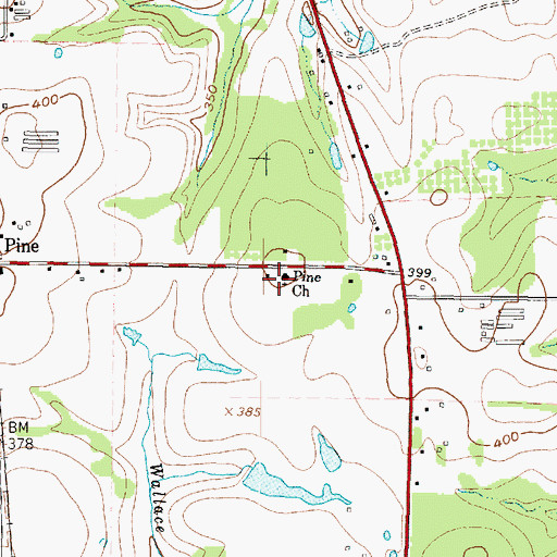 Topographic Map of Pine Church, TX