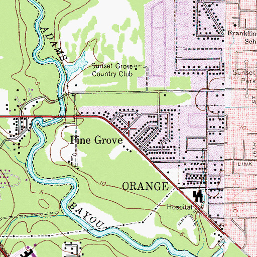 Topographic Map of Pine Grove, TX