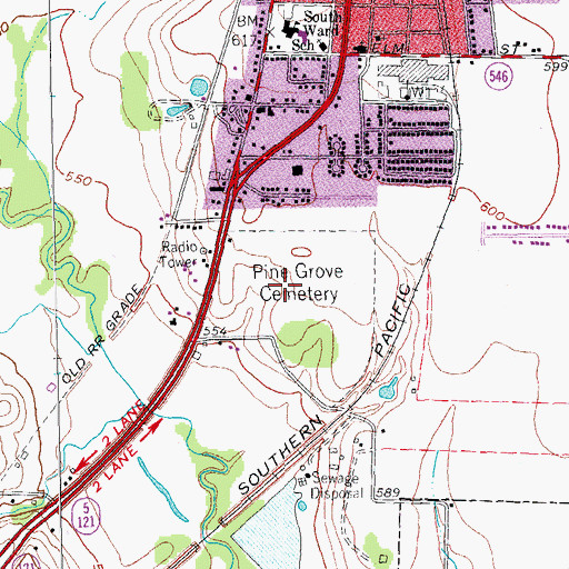 Topographic Map of Pine Grove Cemetery, TX