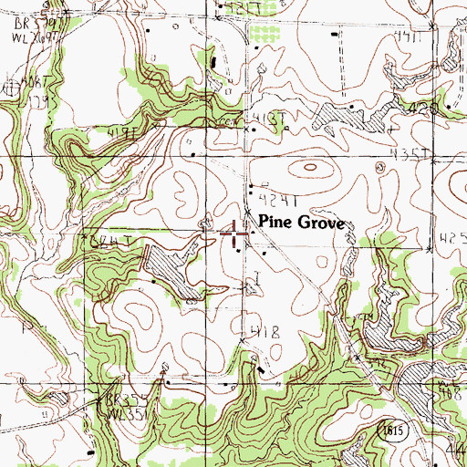 Topographic Map of Pine Grove School, TX