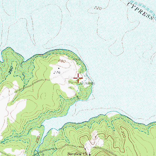 Topographic Map of Pine Hill Picnic Ground, TX