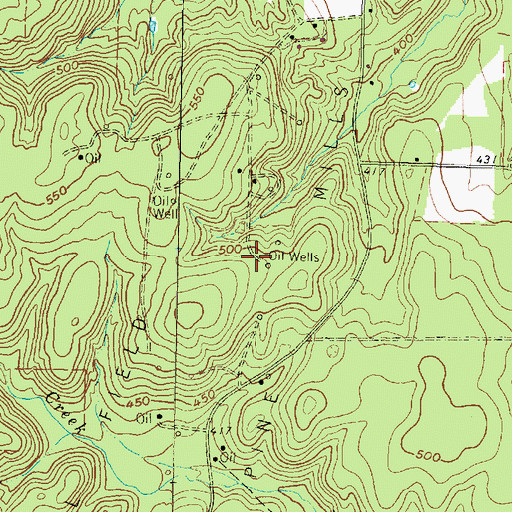 Topographic Map of Pine Mills Oil Field, TX