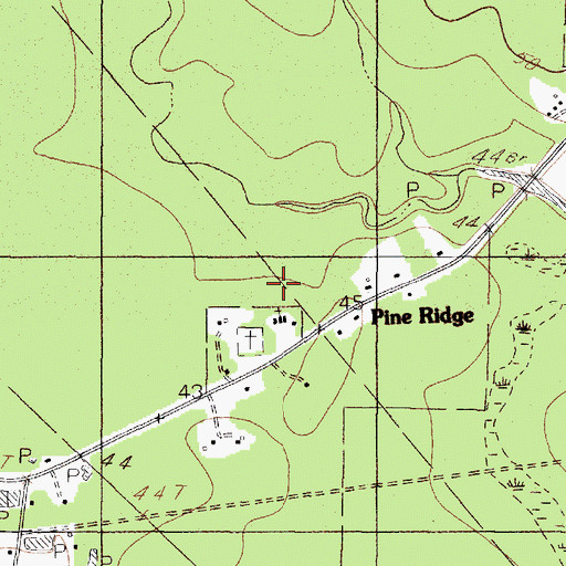 Topographic Map of Pine Ridge Church, TX