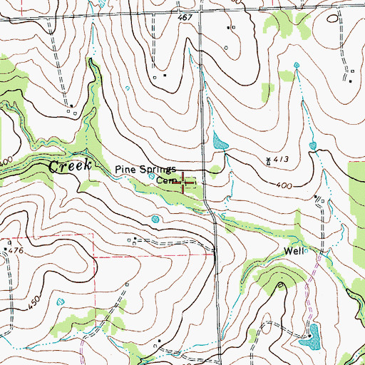 Topographic Map of Pine Springs Cemetery, TX