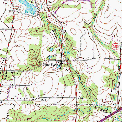 Topographic Map of Pine Springs School, TX