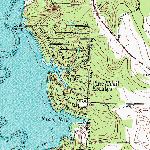 Topographic Map of Pine Trail Estates, TX
