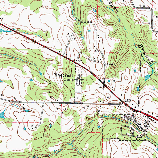 Topographic Map of Pinecrest Cemetery, TX