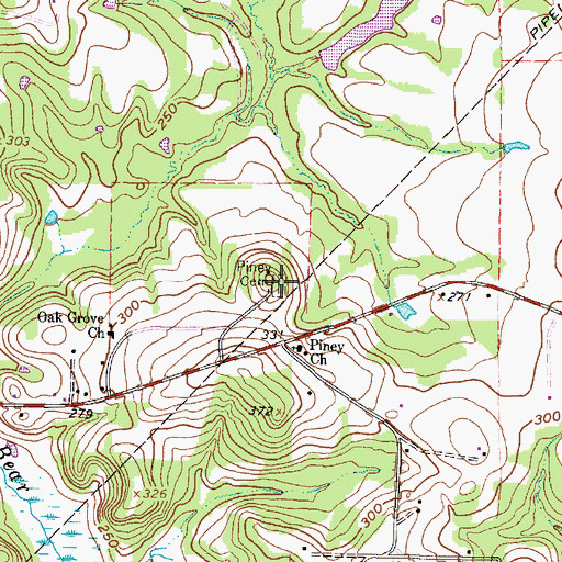 Topographic Map of Piney Cemetery, TX
