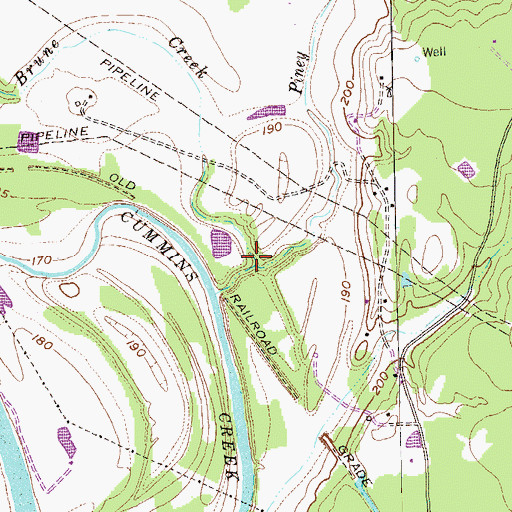 Topographic Map of Piney Creek, TX
