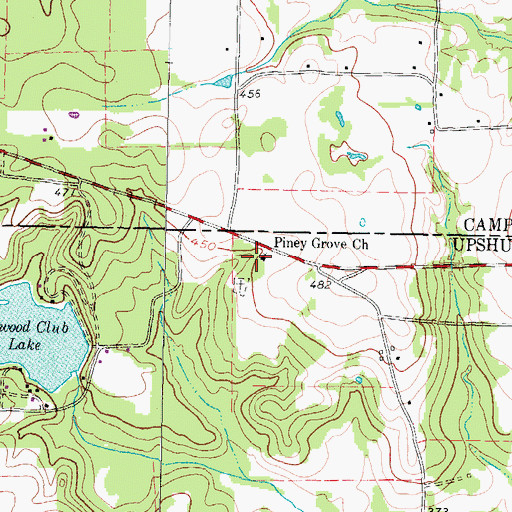 Topographic Map of Piney Grove Church, TX