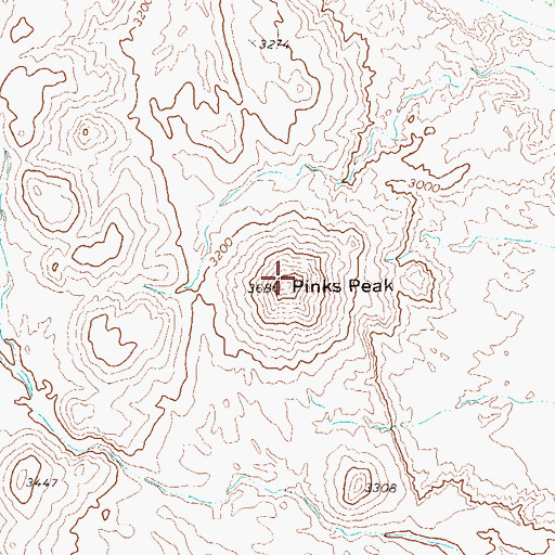 Topographic Map of Pinks Peak, TX