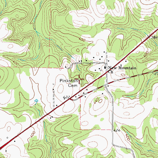 Topographic Map of Pinkston Cemetery, TX