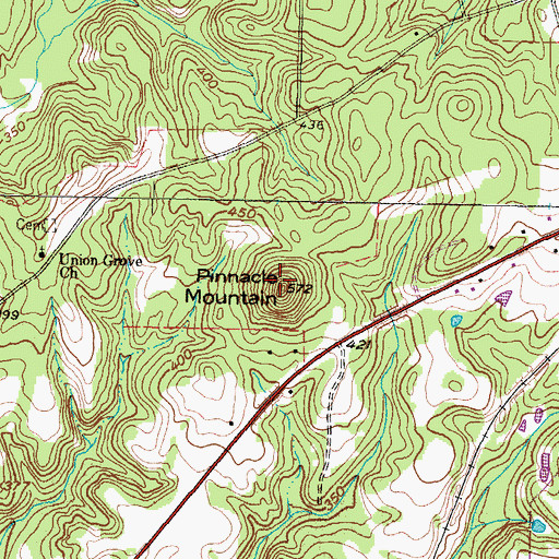 Topographic Map of Pinnacle Mountain, TX