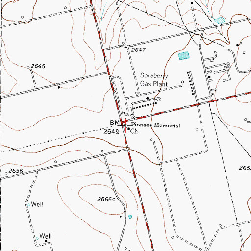 Topographic Map of Pioneer Memorial Church, TX