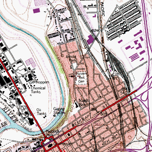 Topographic Map of Pioneers Rest Cemetery, TX