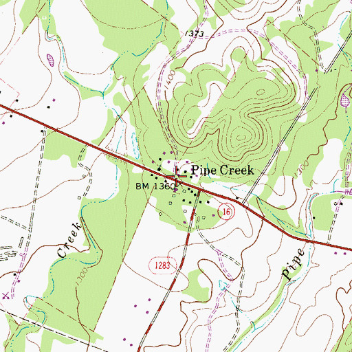 Topographic Map of Pipe Creek, TX