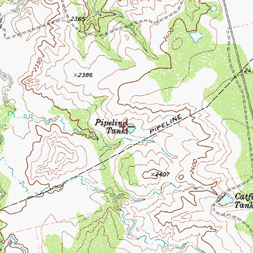 Topographic Map of Pipeline Tank, TX