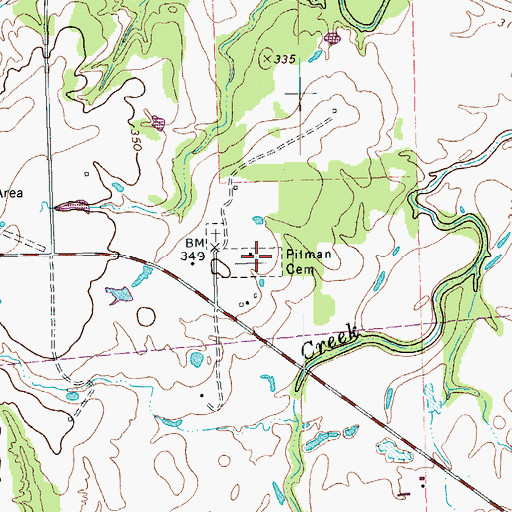 Topographic Map of Pitman Cemetery, TX