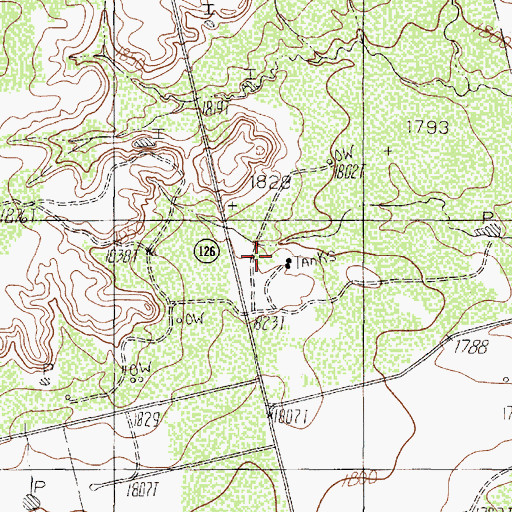 Topographic Map of Pitzer Oil Field, TX