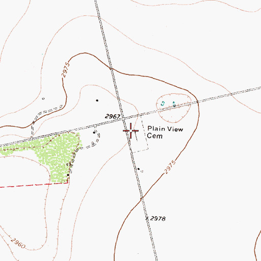 Topographic Map of Plain View Cemetery, TX